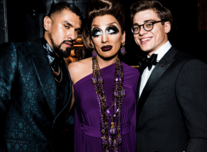 gay porn awards 2018,Bianca del Rio, Boomer Banks, and Blake Mitchell, hostess and co-hosts of the Str8upgayporn Awards Ceremony